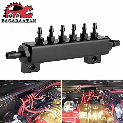$19.99 • Buy 6 Port Vacuum Block Intake Manifold For Gas Fuel Wastegate Turbo Boost Black