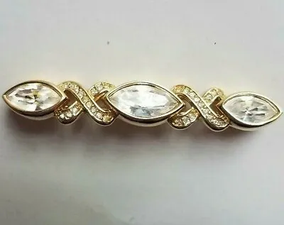 Swarovski S.A.L. Signed Pin / Brooch Gold Tone Clear Crystals • $29