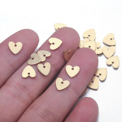 100Pcs Raw Brass Tiny Love Heart Charms Pendant 7.8*8mm Jewelry Necklace Earring • £4.79