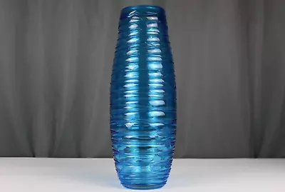 13.75  Threaded Blue Art Glass Vase Fulvio Bianconi - Venini - Unsigned • $295