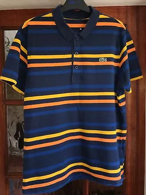 LACOSTE Striped Polo T Shirt Size M • £9.99