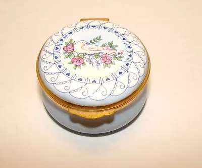 $65 • Buy Vintage Crummles & Co. England Tasha Tudor Trinket Box Hearts Dove Roses