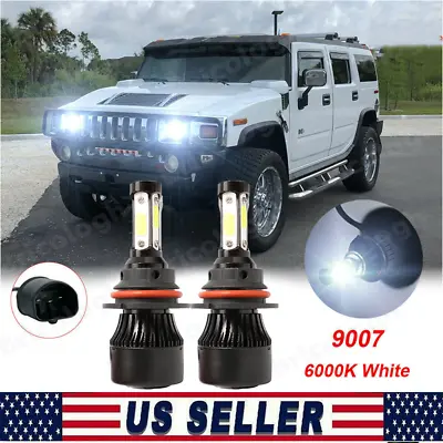 For Hummer H2 2003-2009 - 2X 9007 6000K Front LED Headlight Bulbs Hi/Lo Beam Kit • $18.89