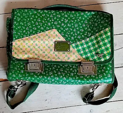 Vintage Patchwork Floral Design Satchel  Green Country  USA? Mustang Horse? • £16