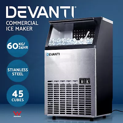 Devanti 60kg Commercial Ice Maker Machine Ice Cube Tray Stainless Steel • $579.95