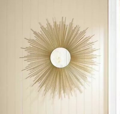 VINTAGE STYLE GOLDEN Shimmering RAYS Wall Round MIRROR Decor NEW • $84.66