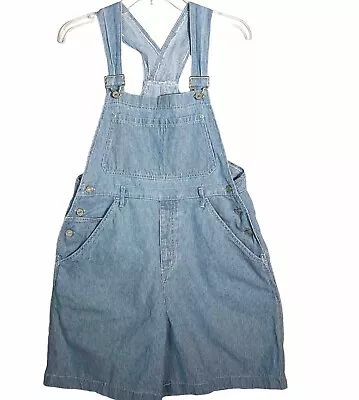 Vintage Denim Bib Overall Shorts Shortalls Railroad Stripe Women Medium • $39.60