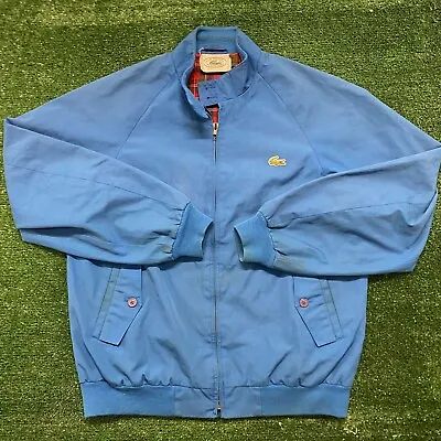 Vintage 1980s Lacoste Logo Plaid Lined Essential Zip Bomber Harrington Jacket • $59.95