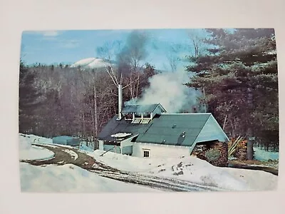 Maple Sugaring In Vermont Snow Scene Postcard Unposted • $4.74