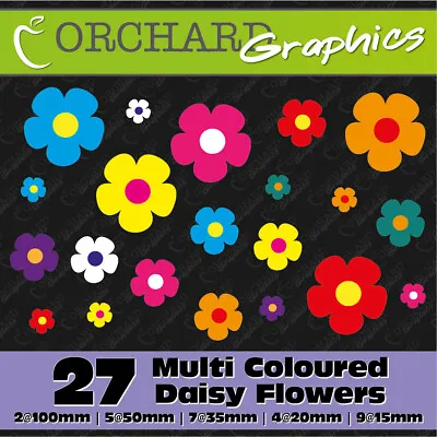27 Daisy Flower Car Stickers Vinyl Decals Graphics Bedroom Wall Art Multi Colour • £5.95