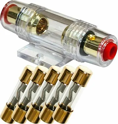 IMC Audio In-Line 4/8 Gauge AGU Fuse Holder With (5) 60 Amp Fuse For Car Audio • $7.83