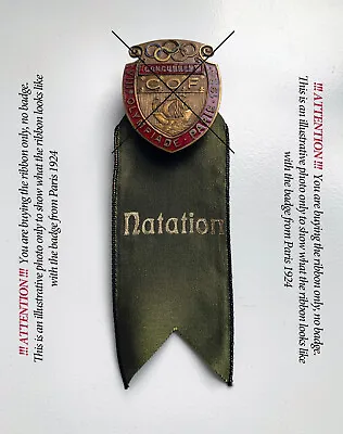 $41.90 • Buy Paris 1924 Olympic Games - Ribbon For Natation Concurrent Participant Badge VTG