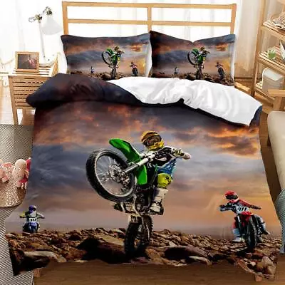Motorbike Racing Moto Quilt Duvet Cover Set Children Bedclothes Doona Cover Kids • $63.99