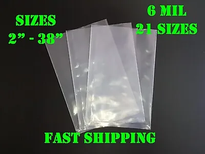 Multiple Sizes Clear Poly Bags 6Mil Flat Open Top Plastic Packaging Packing LDPE • $114.60