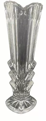 Vintage Art Deco Fluted & Flared Clear Glass Vase 8 1/4” • $15
