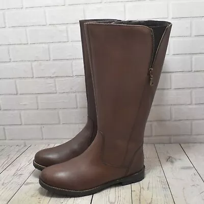 Womens Sheego Brown Leather Zip Up Low Heel Knee High Boots UK 5 EEE RRP £140 • £54.34