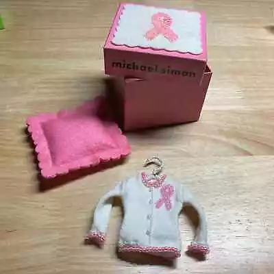 Michael Simon Ornament Breast Cancer Awareness White Sweater W/Pink. Pre-Owned • $55