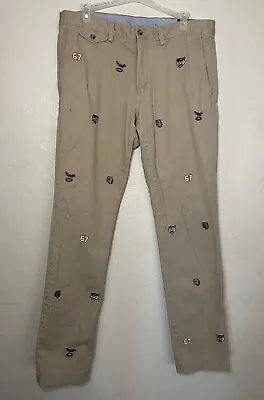 Polo Ralph Lauren Vintage Style College Embroidered Tiger Dog Chino Pants 34x34 • $40
