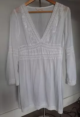 Accessorize White Embroidered Beach Cover Up Size L 100% Cotton • £7.99