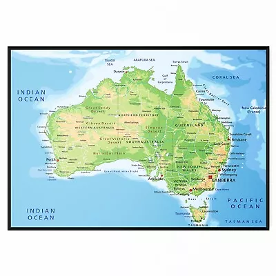 Map Of Australia Education Map Poster Print | A5 A4 A3 A2 A1 | • £3.99