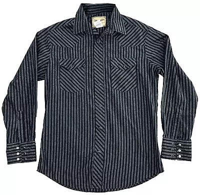 Vintage Wrangler Pearl Snap Western Shirt Mens Medium Silver Metallic Stripe • $24.05