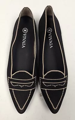 Vivaia Womens Adele Pointed Toe Patterned Flats Black Size 40 • $59.99