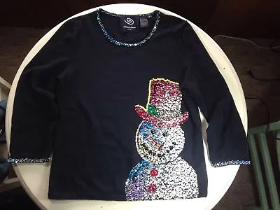 Michael Simon Sequin Snowman S/m Sweater • $99