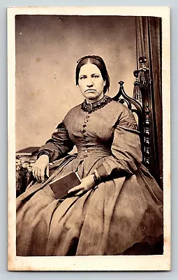 Original Old Vintage Antique Real Photo CDV Beautiful Lady Dress Chair 1800's • $7.49