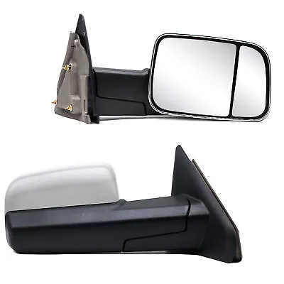 Manual Pair Towing Mirrors Fit 02-08 Dodge Ram 1500/03-09 2500 3500 Chrome Cap • $107.85