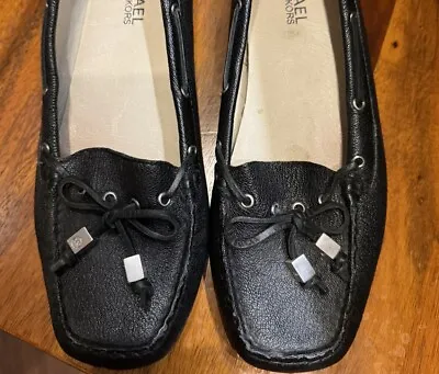 Michael Kors Black Sparkling Leather “Sutton” Driving Moccasin Loafers Size 8 • $8.75