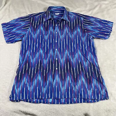 Maus & Hoffman Button Down Shirt Men Size XL Long Sleeve Blue Red Striped Disco • $27.07