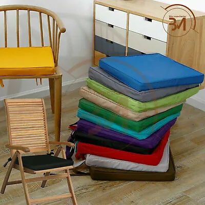 £8.95 • Buy Waterproof Chair Seat Pads Outdoor Indoor Tie On Garden Cushion + Cover 2 Sizes