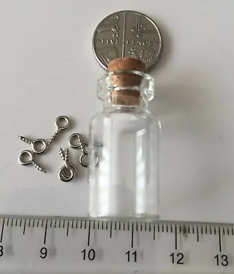 £5.45 • Buy Small Glass Bottles Vial Bottle Jars And Cork (with Peg Screws) -Various Sizes