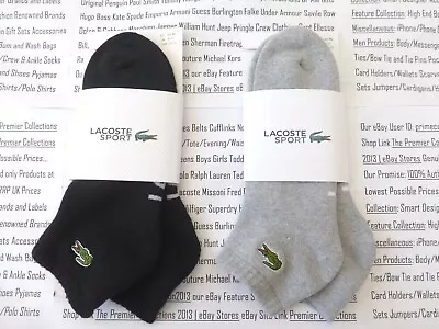 LACOSTE Cushion Low-cut Trainer Sock Mens 1pk Asst 2-Sizes Brand Sport Socks NEW • £16.99