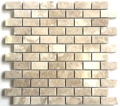1x2 Cappucino Beige Polished Marble Mosaic Tile Backsplash Wall Floor Kitchen • $18.99