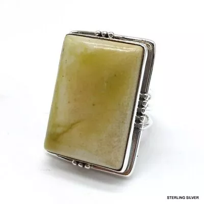 Serpentine Gemstone 925 Sterling Silver Vintage Floral Men's Ring Size-5-10.5 • $15.12