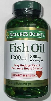 $14.99 • Buy Nature's Bounty Fish Oil Odorless 1200 Mg  Dietary Supplement - 200 Softgels