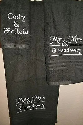 Mr & Mrs Monogram Split Personalized 3 Piece Bath Towel Set ANY COLOR • $28