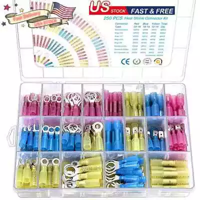 250PCS Heat Shrink Wire Connectors Electrical Terminals Kit Waterproof Marine US • $15.89