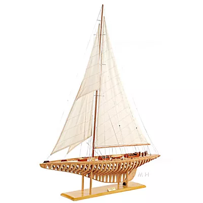 $395.24 • Buy Shamrock V Exposed Ribs Open Hull Wood Model 38  America's Cup Yacht Sailboat
