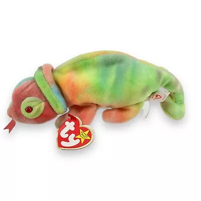 New RARE Error Tags Ty Beanie Baby Chameleon Rainbow • $777.77