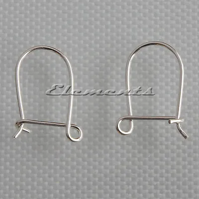 Solid STERLING .925 SILVER EARRING HOOKS SAFETY EAR WIRES 15mm Findings • £3.99
