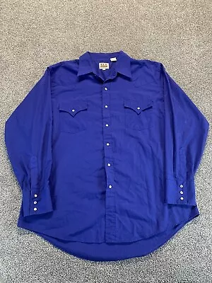 Ely Cattleman Shirt Mens Extra Large Blue Western Pearl Snap Cowboy Rodeo VTG • $15.99