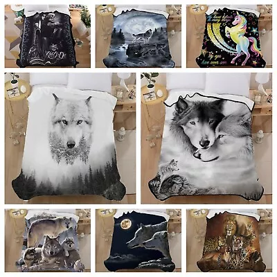 Wolf Animal Soft Plush Blanket Baby Queen Size Blanket Sofa Rug Home Decor Throw • $41.17