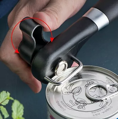 Stainless Safety Side Cut Manual Can Opener & Adjustable Jar Lid Bottle Opener • $11.99