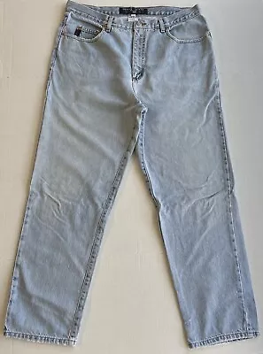 Vintage Guess Jeans Mens 38x30 Blue Denim Classic For Straight Leg Triangle Logo • $30