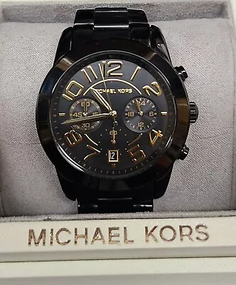 Michael Kors Mercer Chrono Black-plated Case Stainless Steel Ladies Watch MK5858 • $149