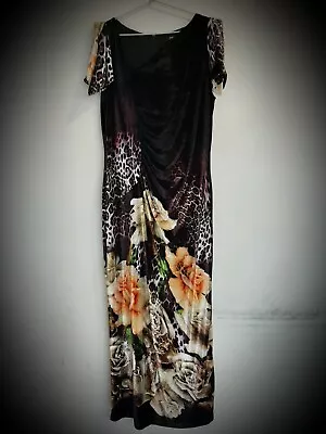 Chelsea Velvet Floral Leopard Black Purple Asymmetrical Dress Plus Size 16 • $40