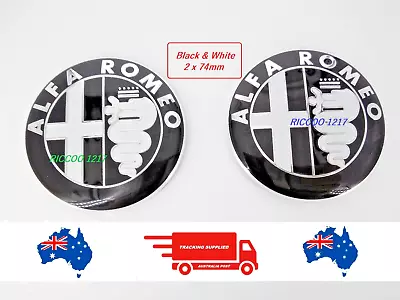 74mm Badges X 2 For Alfa Romeo 147 156 GT 159 Brera Mito Giulietta Black White • $18.95