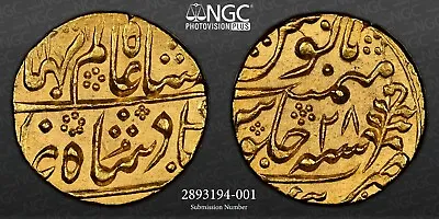 Princely State Of India Jaipur Shah Alam II Gold Mohur NGC UNC Details Cleaned • $1800